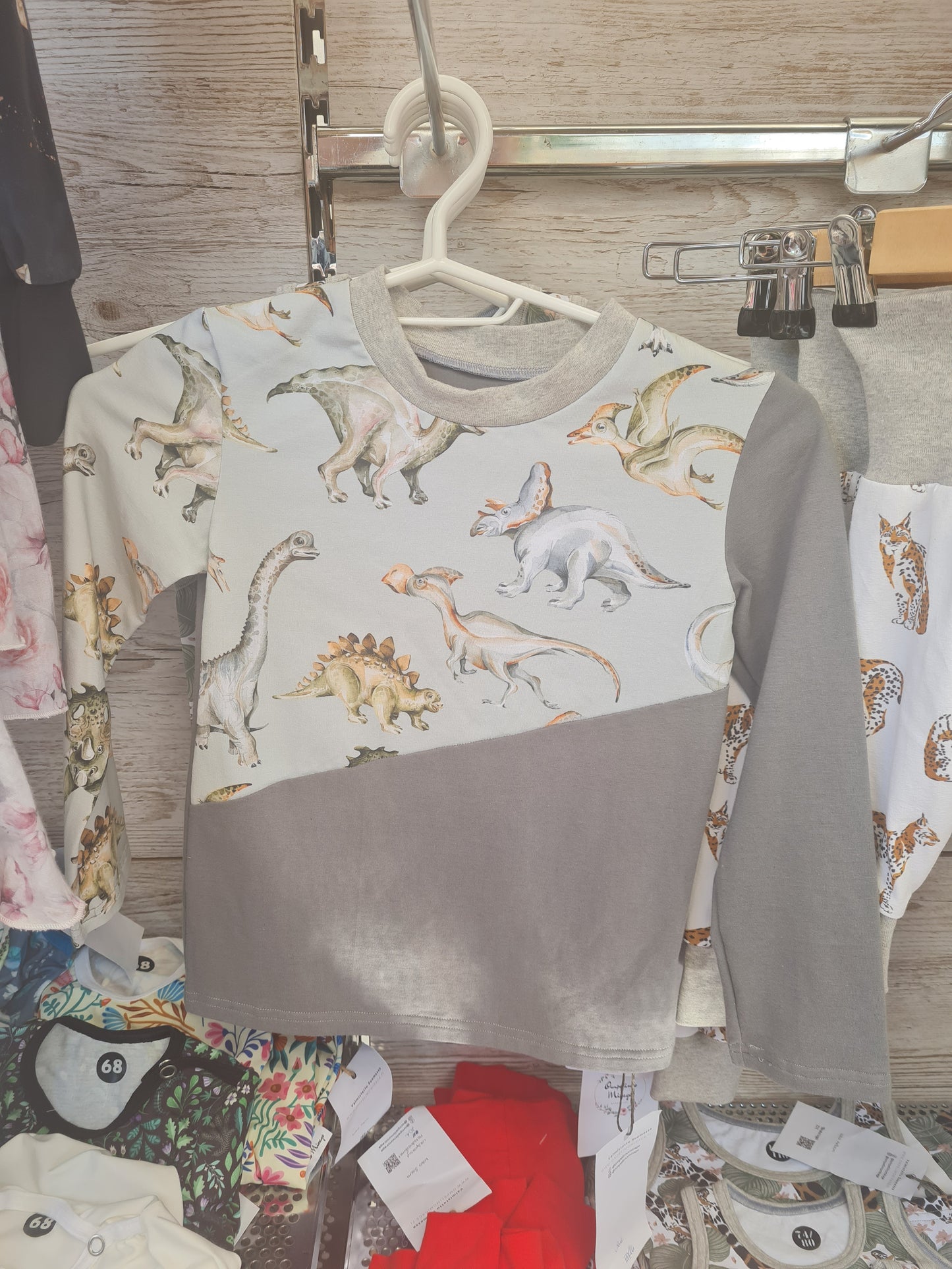 Dinosaur, bias cut shirt