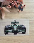 Silityskuva, vihreä formula-auto