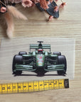 Silityskuva, vihreä formula-auto