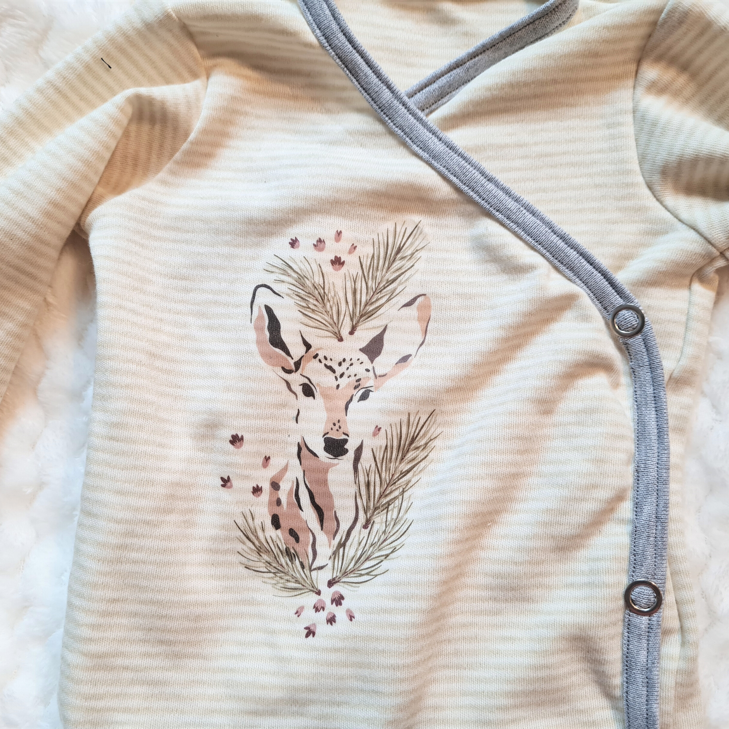 Striped deer wrap bodysuit