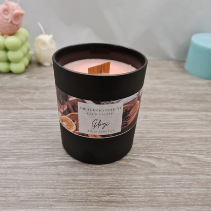 Scented candle, black glass