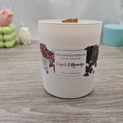 Scented candle, white glass