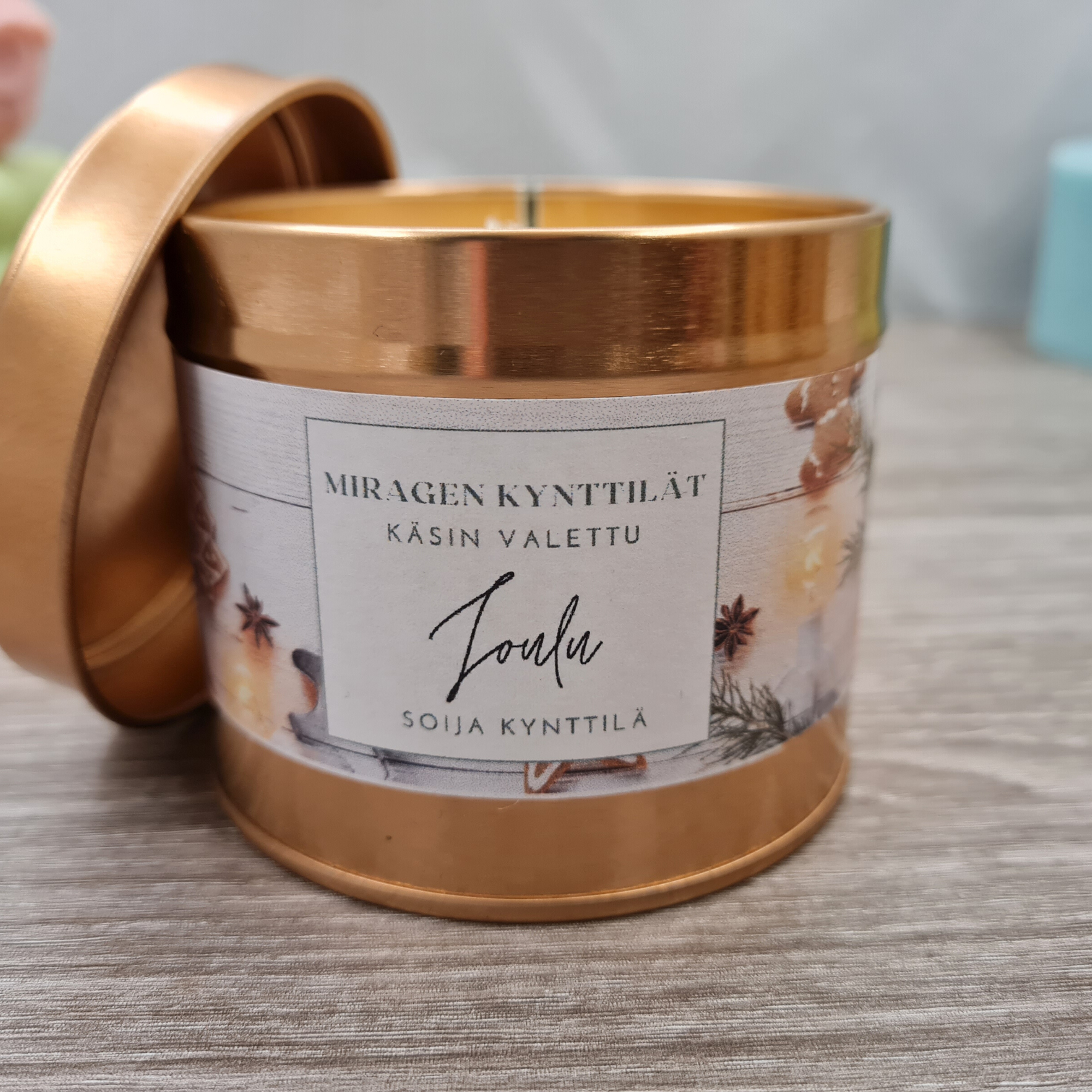 Tuoksukynttilä, ruusukultainen purkki