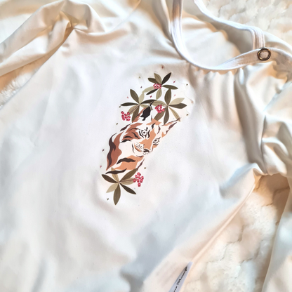 White bodysuit with print