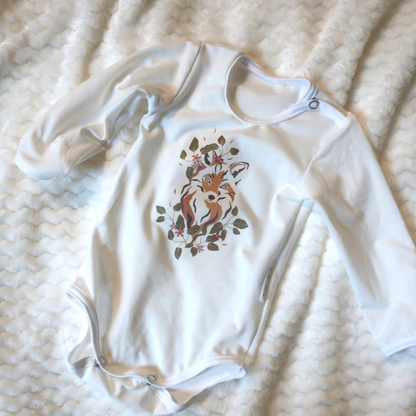 White bodysuit with print