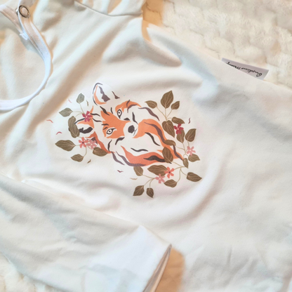White bodysuit with print