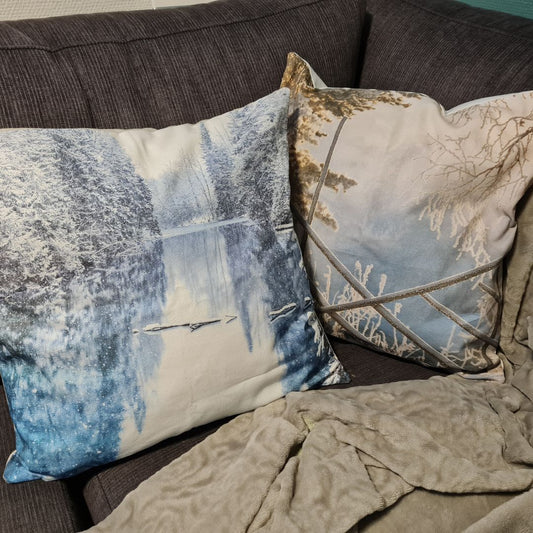 Winter river pillow case